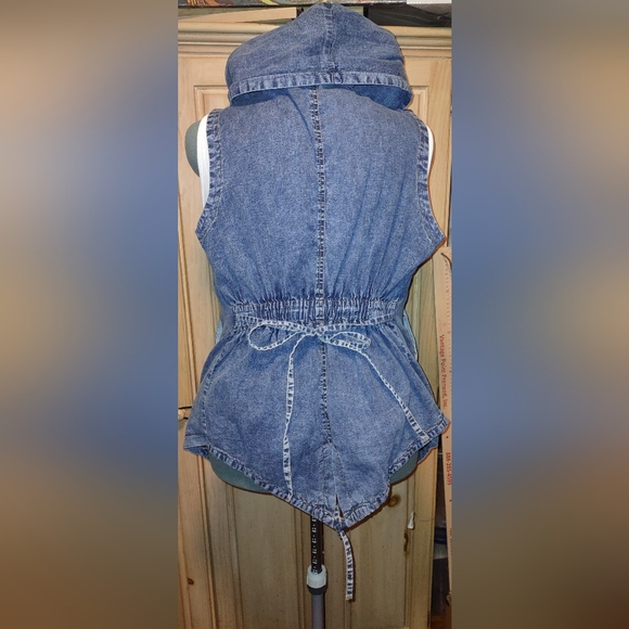 RedFox Ladies Denim Jean Sleeveless Hoodie - Picture 4 of 16